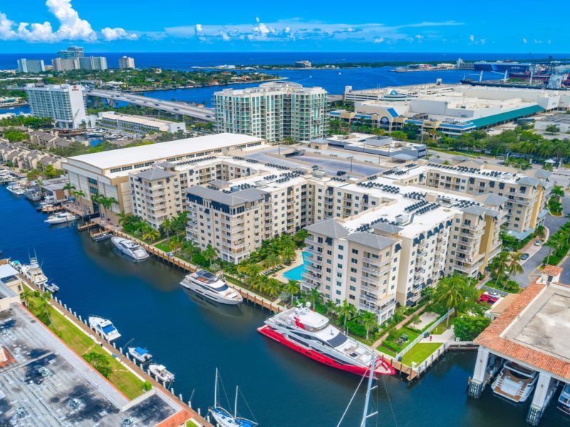 This image shows the aerial view of the TGM Harbor Beach Apartment, featuring the scenic view of Harbor and the relaxing atmosphere of different establishments.
