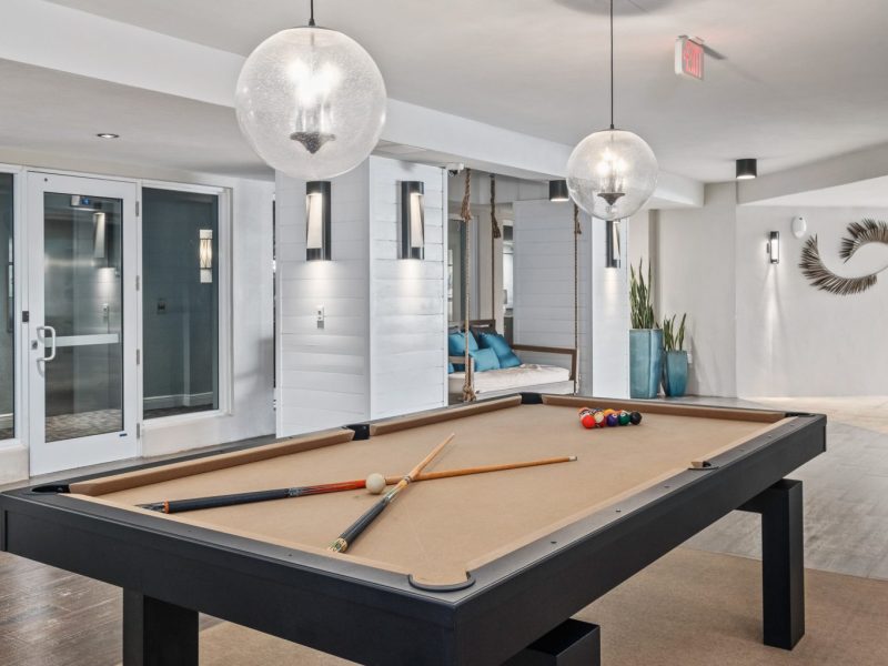 This image shows the expansive view inside the indoor billiard in TGM Harbor Beach Apartment, featuring the ideal space for fun moments with friends and family besides the TV lounge.